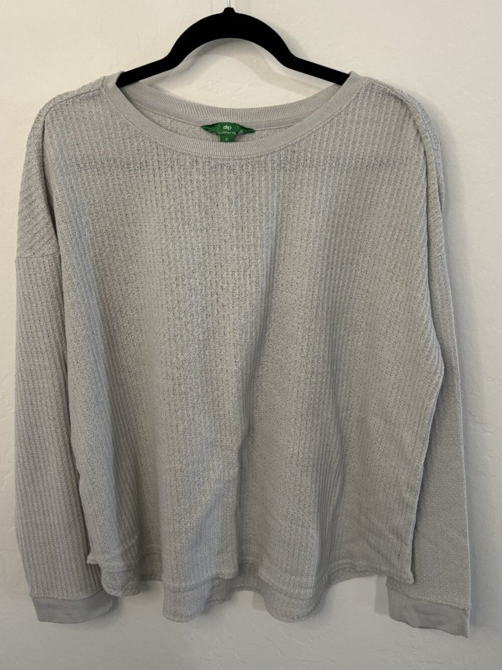 Dip Sleepwear Gray Waffle Knit Long Sleeve Crewneck Lounge Top | Size XL